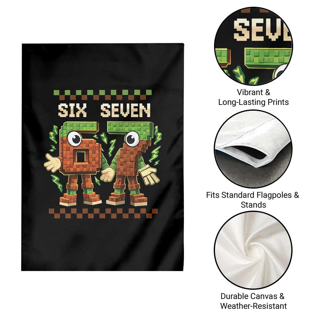 Six Seven Brainrot Italian Funny 67 Garden Flag Checkered Kids Gaming Meme