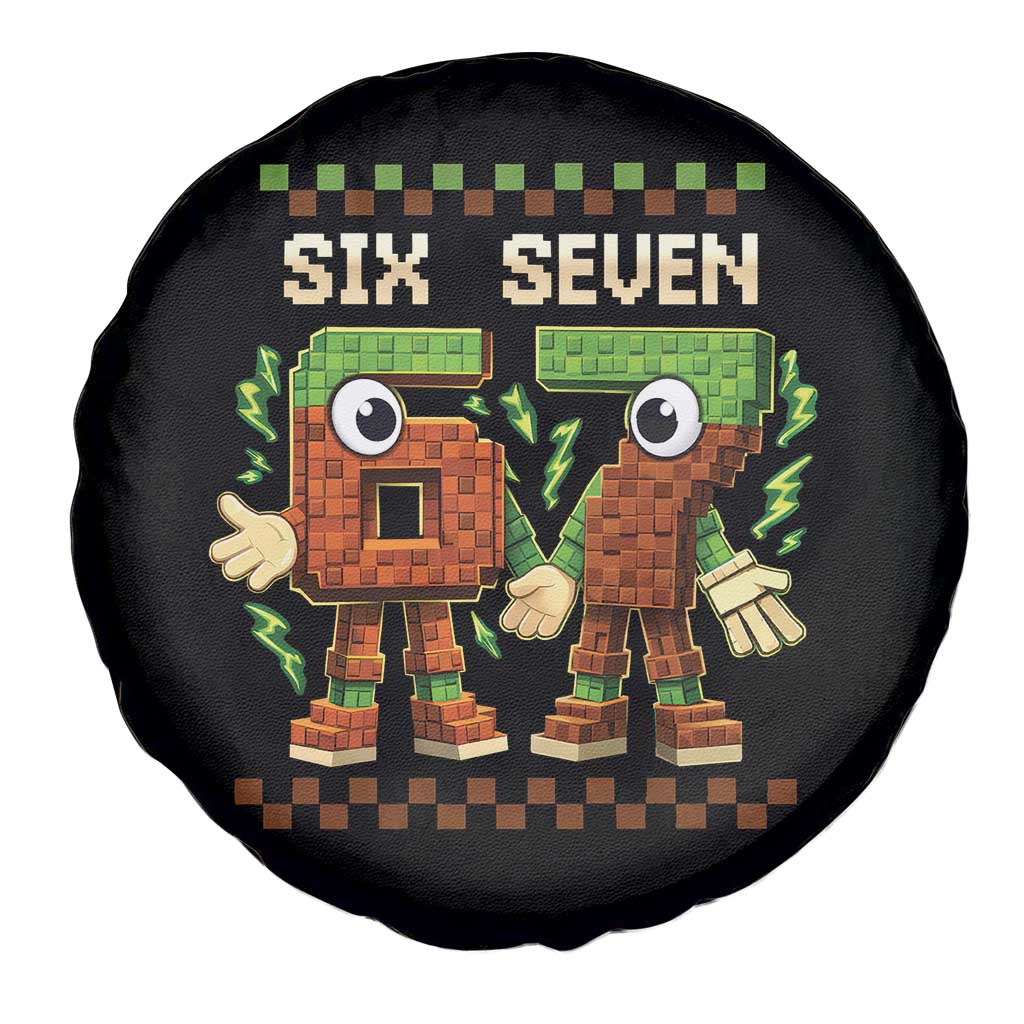 Six Seven Brainrot Italian Funny 67 Spare Tire Cover Checkered Kids Gaming Meme
