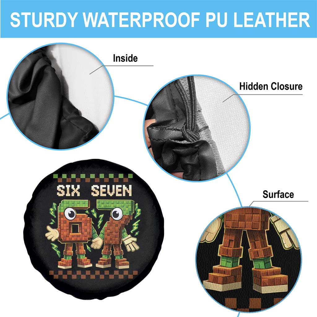 Six Seven Brainrot Italian Funny 67 Spare Tire Cover Checkered Kids Gaming Meme