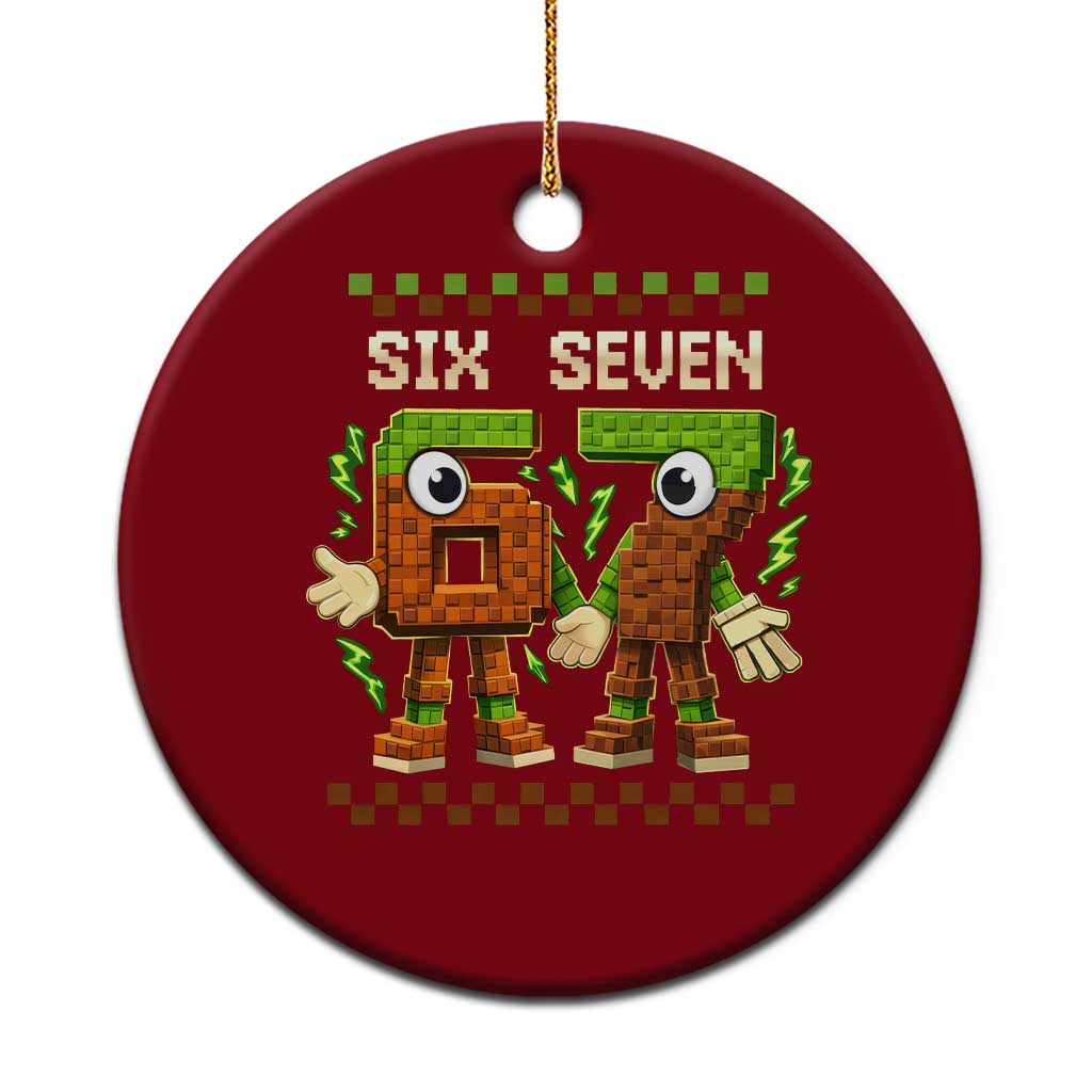 Six Seven Brainrot Italian Funny 67 Ceramic Ornament Checkered Kids Gaming Meme