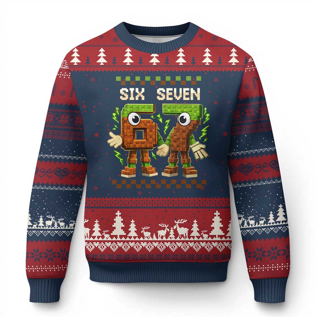 Six Seven Brainrot Italian Funny 67 Ugly Christmas Sweater Checkered Kids Gaming Meme