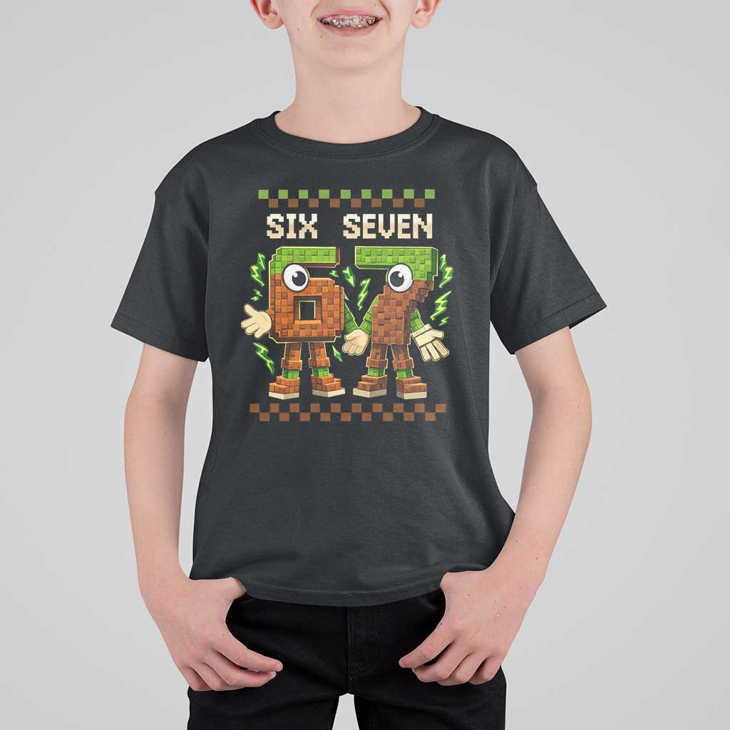 Six Seven Brainrot Italian Funny 67 T Shirt For Kid Checkered Kids Gaming Meme