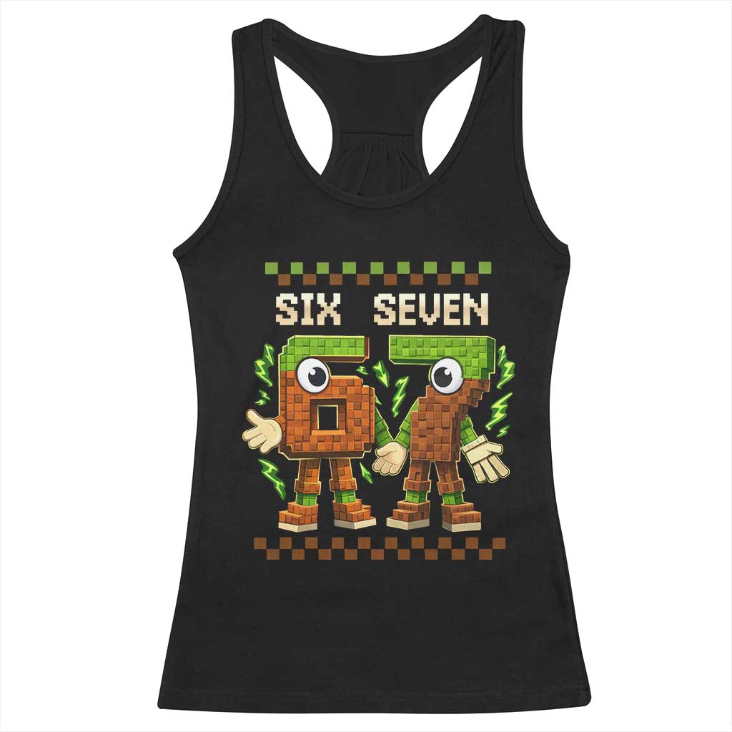 Six Seven Brainrot Italian Funny 67 Racerback Tank Top Checkered Kids Gaming Meme