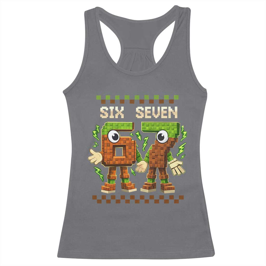 Six Seven Brainrot Italian Funny 67 Racerback Tank Top Checkered Kids Gaming Meme