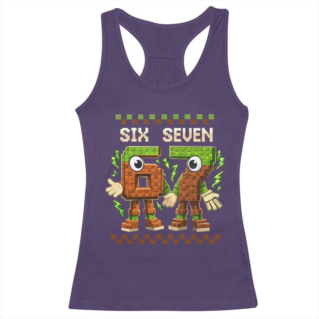Six Seven Brainrot Italian Funny 67 Racerback Tank Top Checkered Kids Gaming Meme