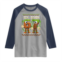 Six Seven Brainrot Italian Funny 67 Raglan Shirt Checkered Kids Gaming Meme