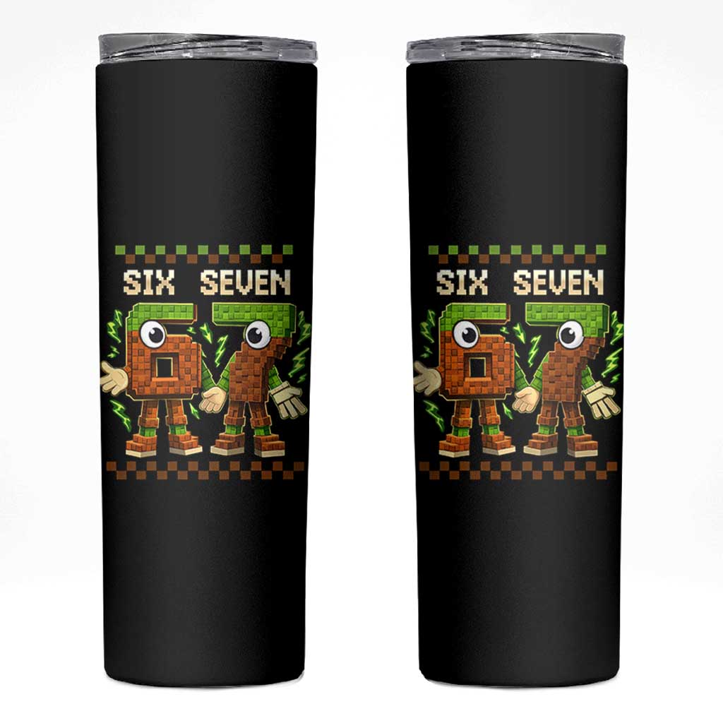 Six Seven Brainrot Italian Funny 67 Skinny Tumbler Checkered Kids Gaming Meme