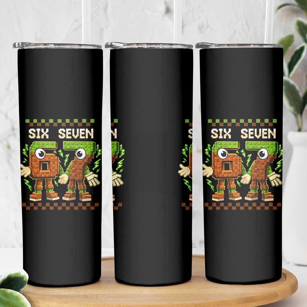 Six Seven Brainrot Italian Funny 67 Skinny Tumbler Checkered Kids Gaming Meme