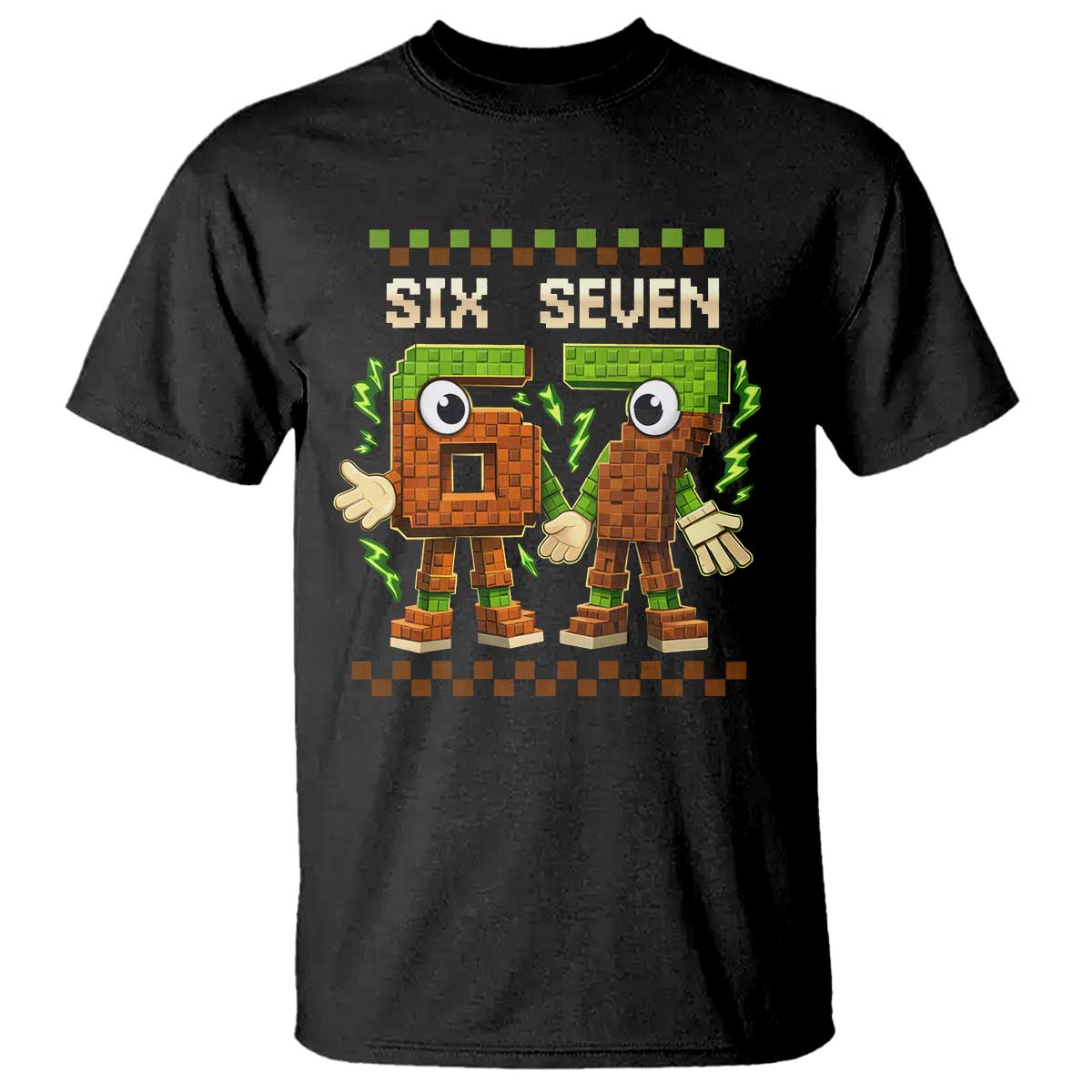 Six Seven Brainrot Italian Funny 67 T Shirt Checkered Kids Gaming Meme