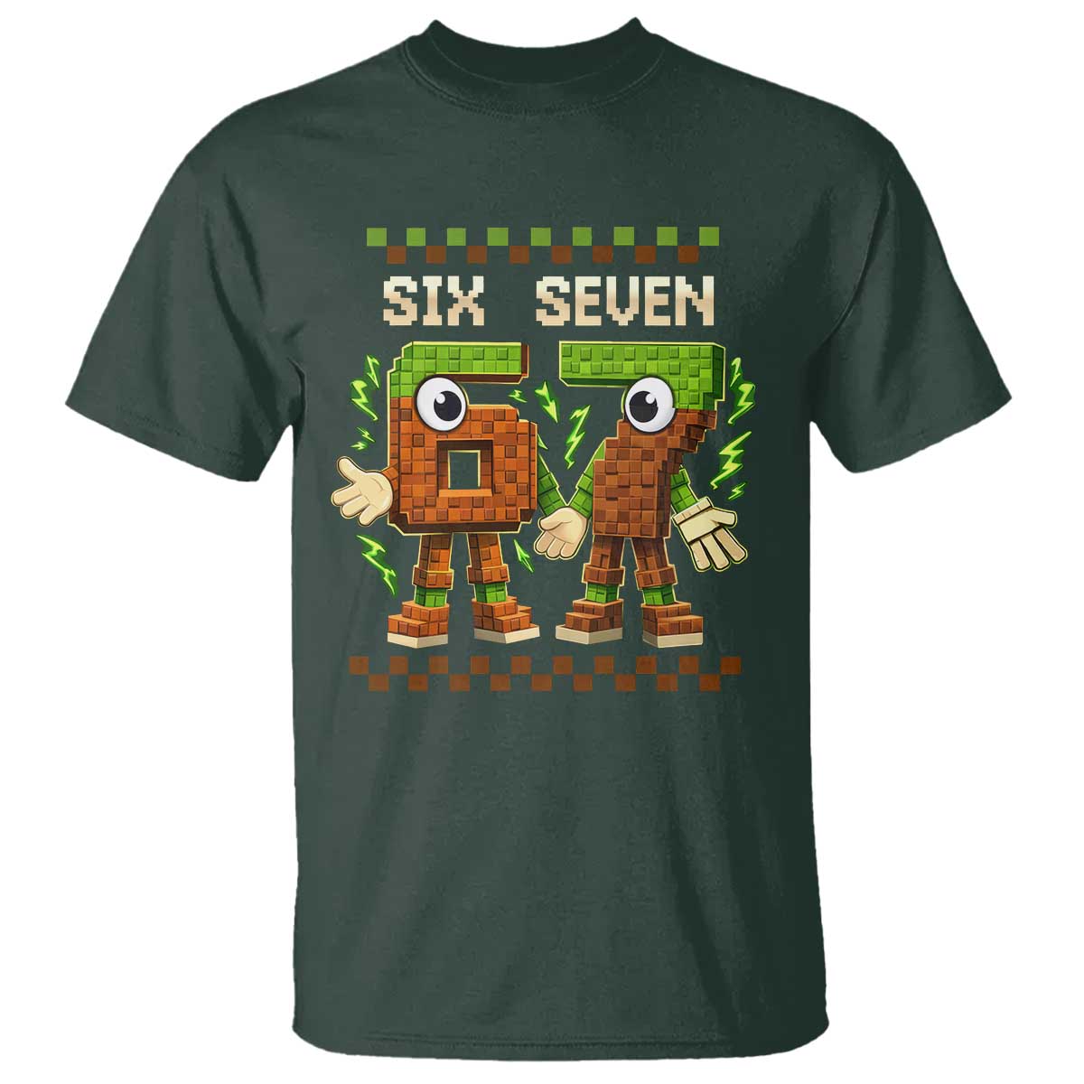 Six Seven Brainrot Italian Funny 67 T Shirt Checkered Kids Gaming Meme