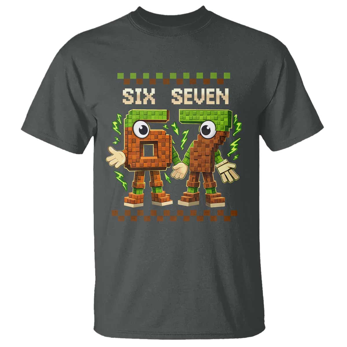 Six Seven Brainrot Italian Funny 67 T Shirt Checkered Kids Gaming Meme