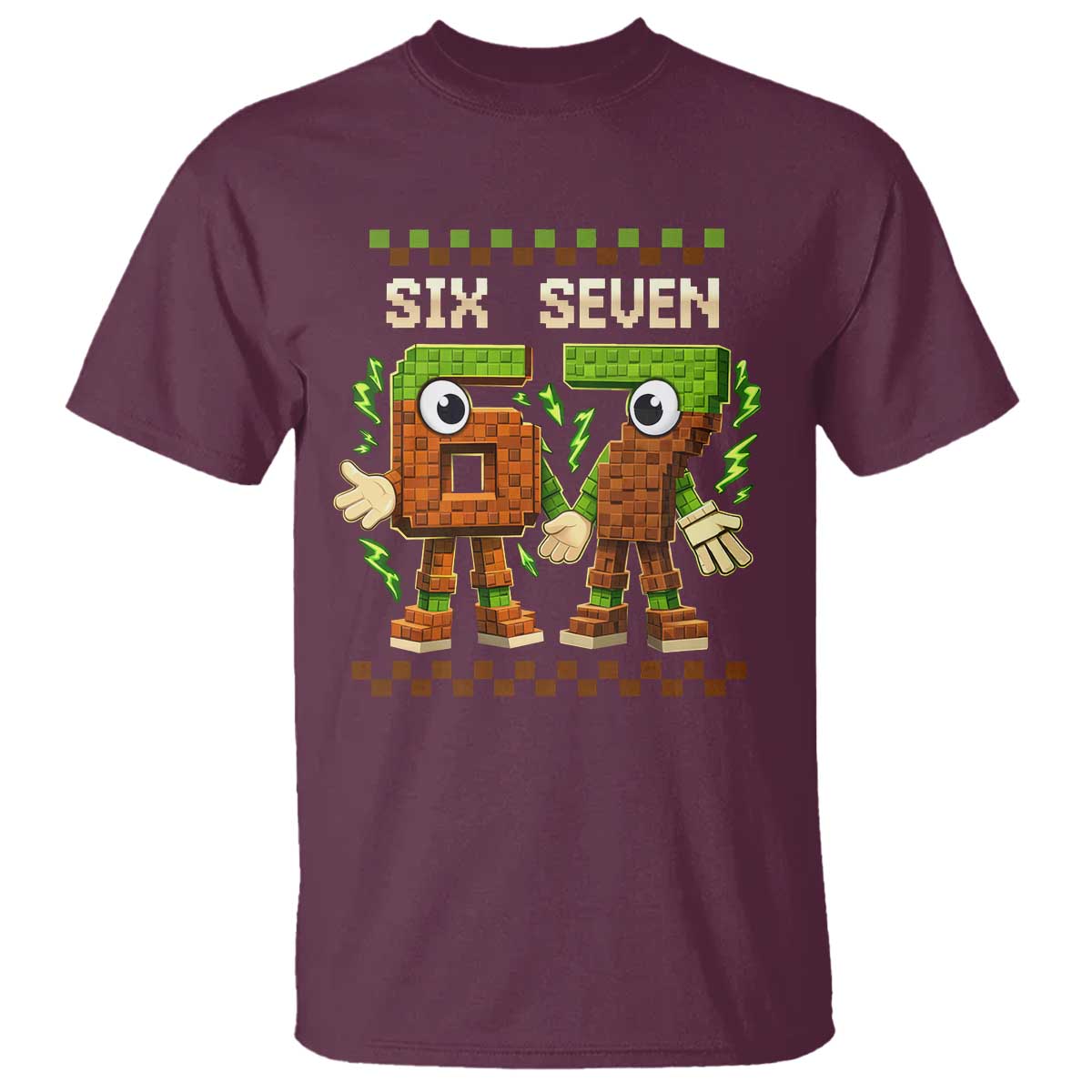 Six Seven Brainrot Italian Funny 67 T Shirt Checkered Kids Gaming Meme
