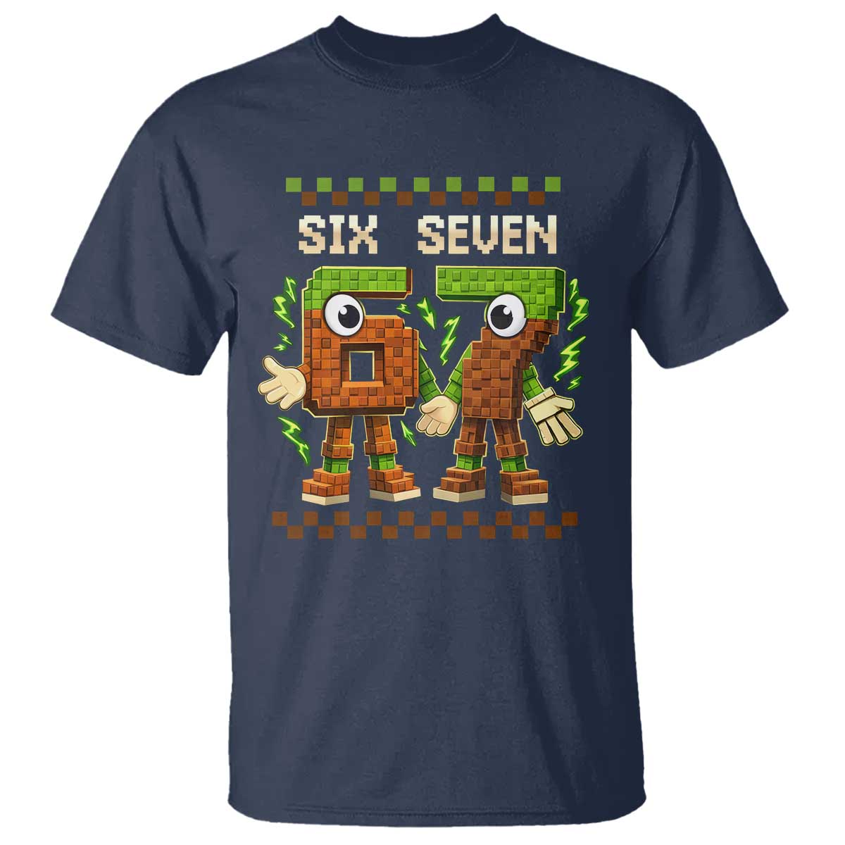 Six Seven Brainrot Italian Funny 67 T Shirt Checkered Kids Gaming Meme