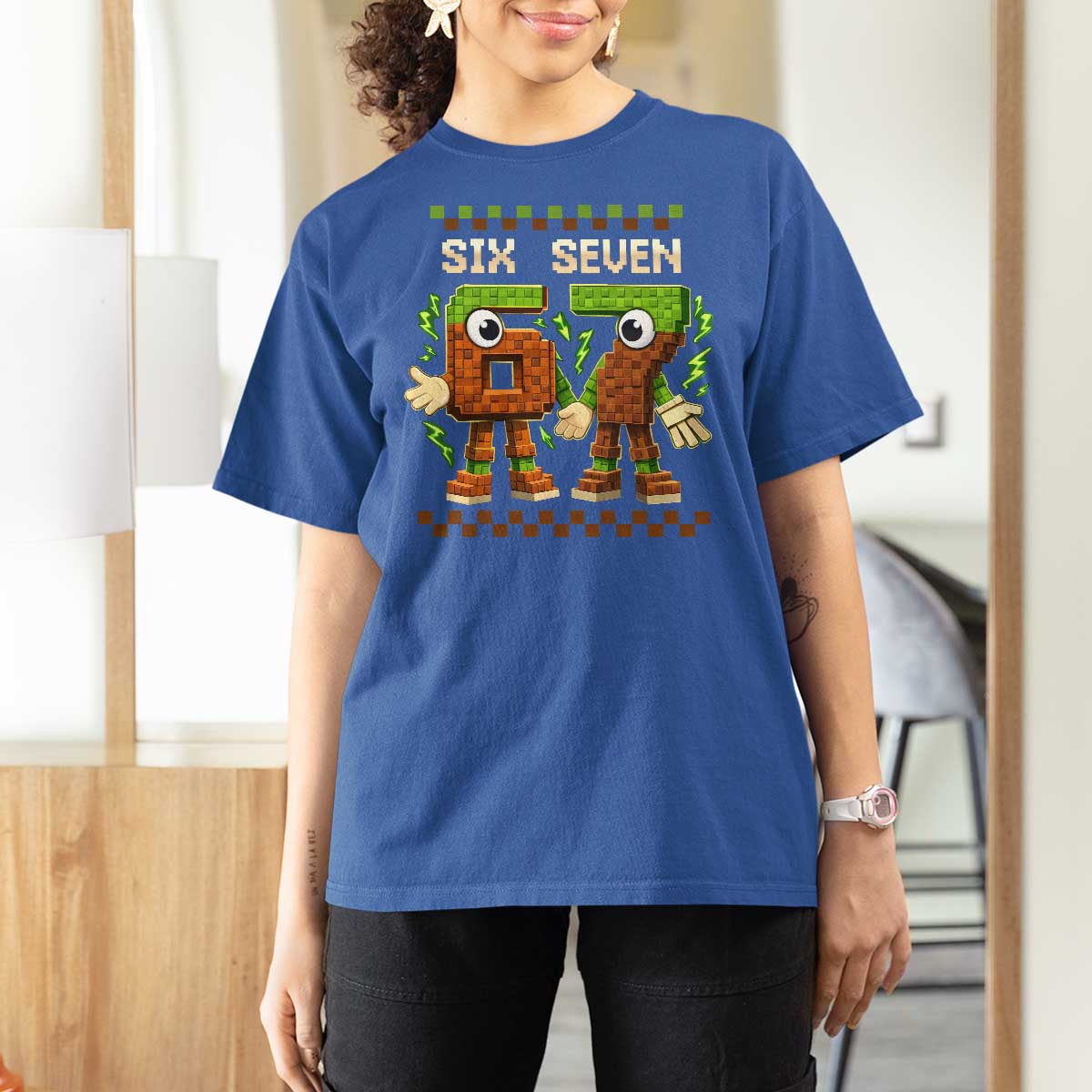 Six Seven Brainrot Italian Funny 67 T Shirt For Women Checkered Kids Gaming Meme
