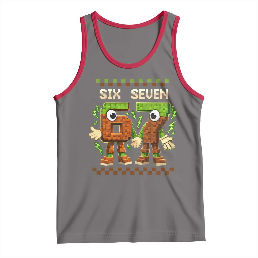 Six Seven Brainrot Italian Funny 67 Tank Top Checkered Kids Gaming Meme