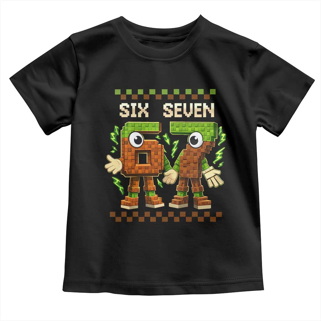 Six Seven Brainrot Italian Funny 67 Toddler T Shirt Checkered Kids Gaming Meme