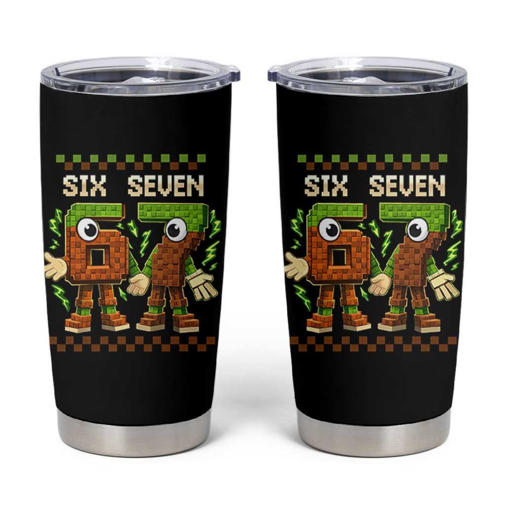 Six Seven Brainrot Italian Funny 67 Tumbler Cup Checkered Kids Gaming Meme