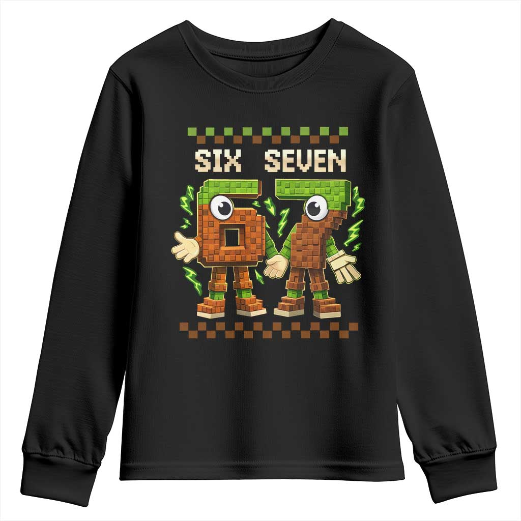 Six Seven Brainrot Italian Funny 67 Youth Sweatshirt Checkered Kids Gaming Meme