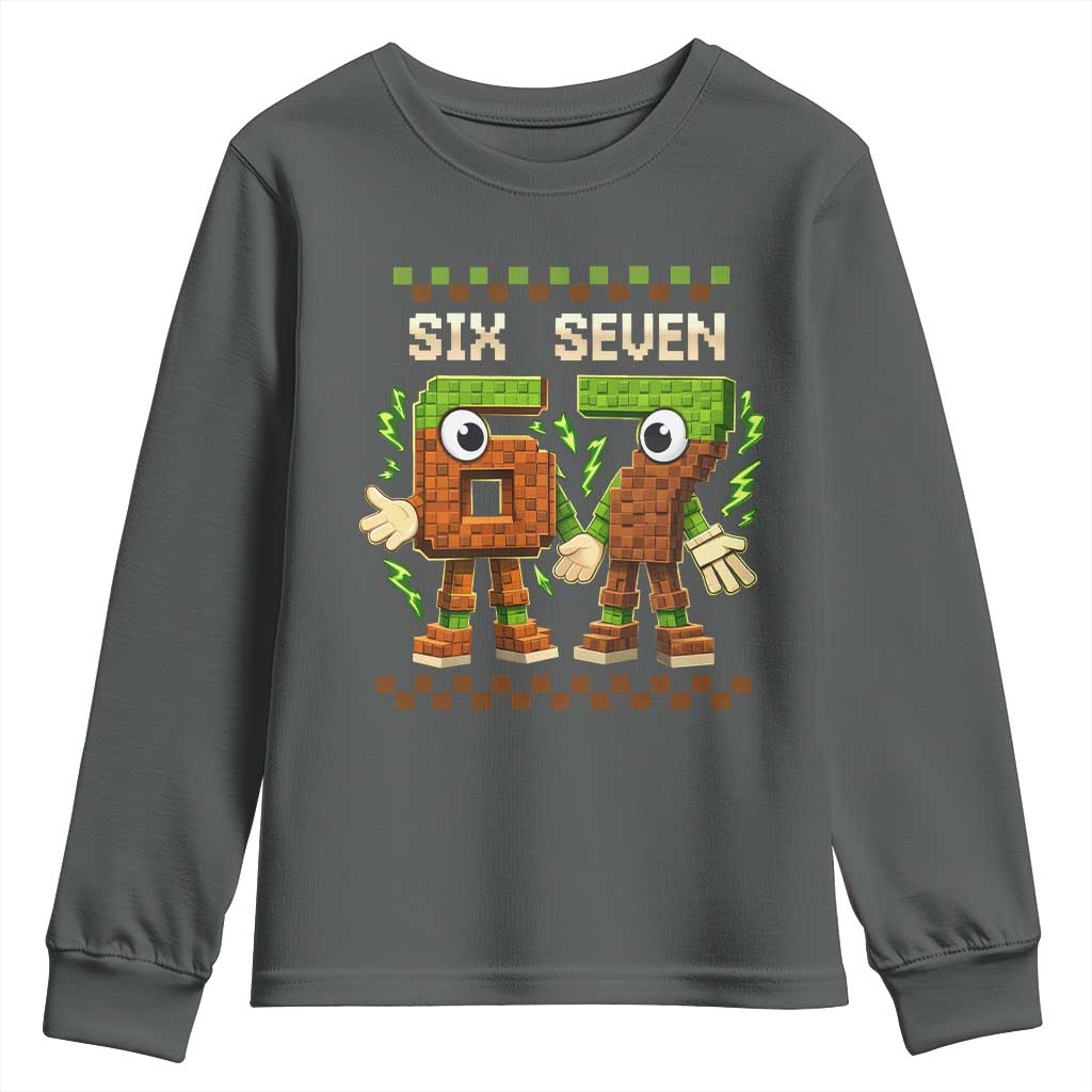 Six Seven Brainrot Italian Funny 67 Youth Sweatshirt Checkered Kids Gaming Meme