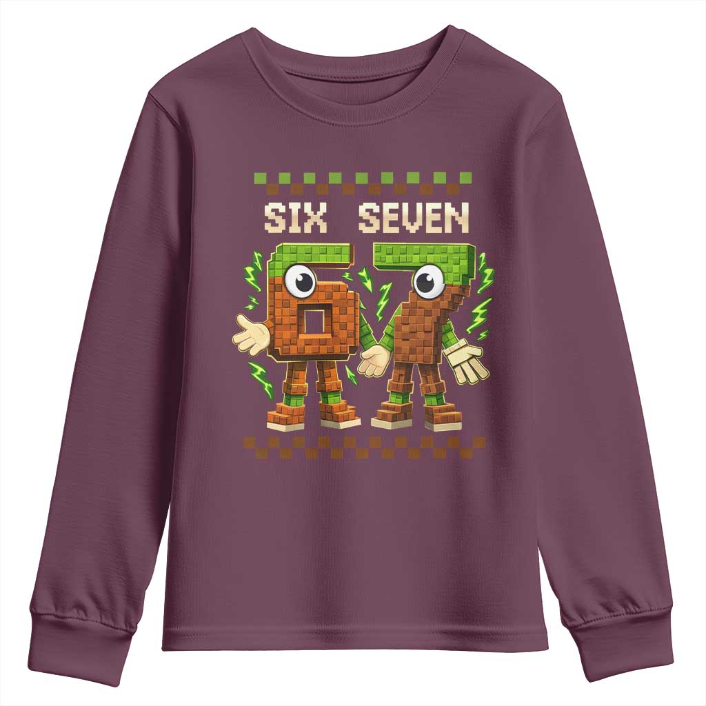 Six Seven Brainrot Italian Funny 67 Youth Sweatshirt Checkered Kids Gaming Meme