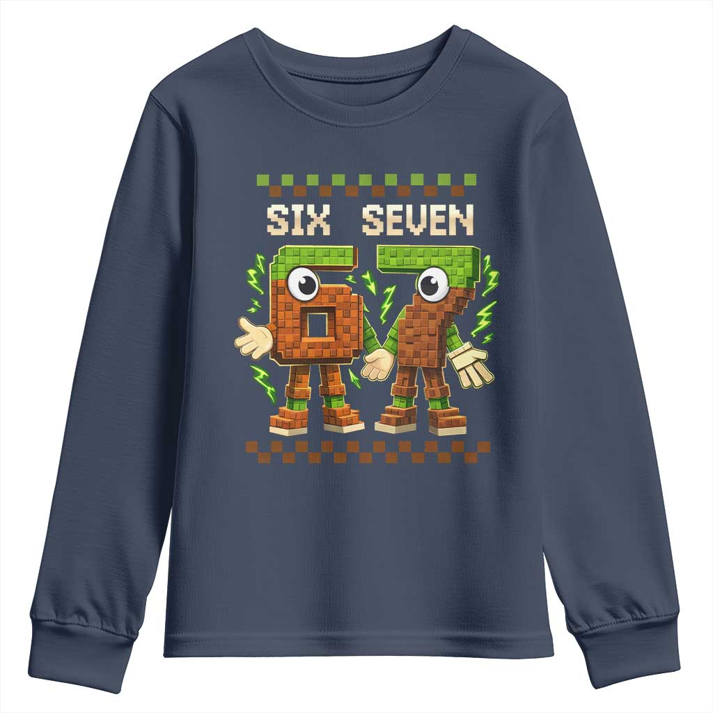 Six Seven Brainrot Italian Funny 67 Youth Sweatshirt Checkered Kids Gaming Meme
