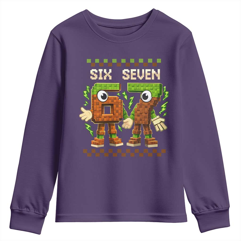 Six Seven Brainrot Italian Funny 67 Youth Sweatshirt Checkered Kids Gaming Meme