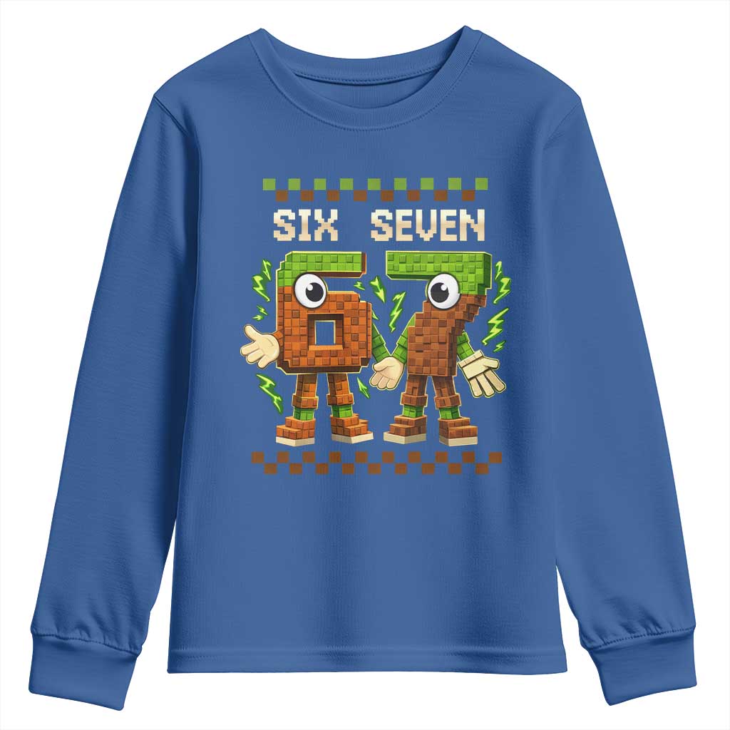 Six Seven Brainrot Italian Funny 67 Youth Sweatshirt Checkered Kids Gaming Meme