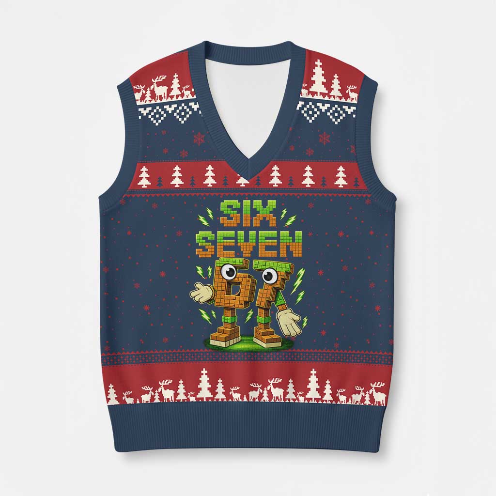Six Seven Brainrot Italian Funny 67 Kids Gaming Meme V-Neck Knit Sweater Vest
