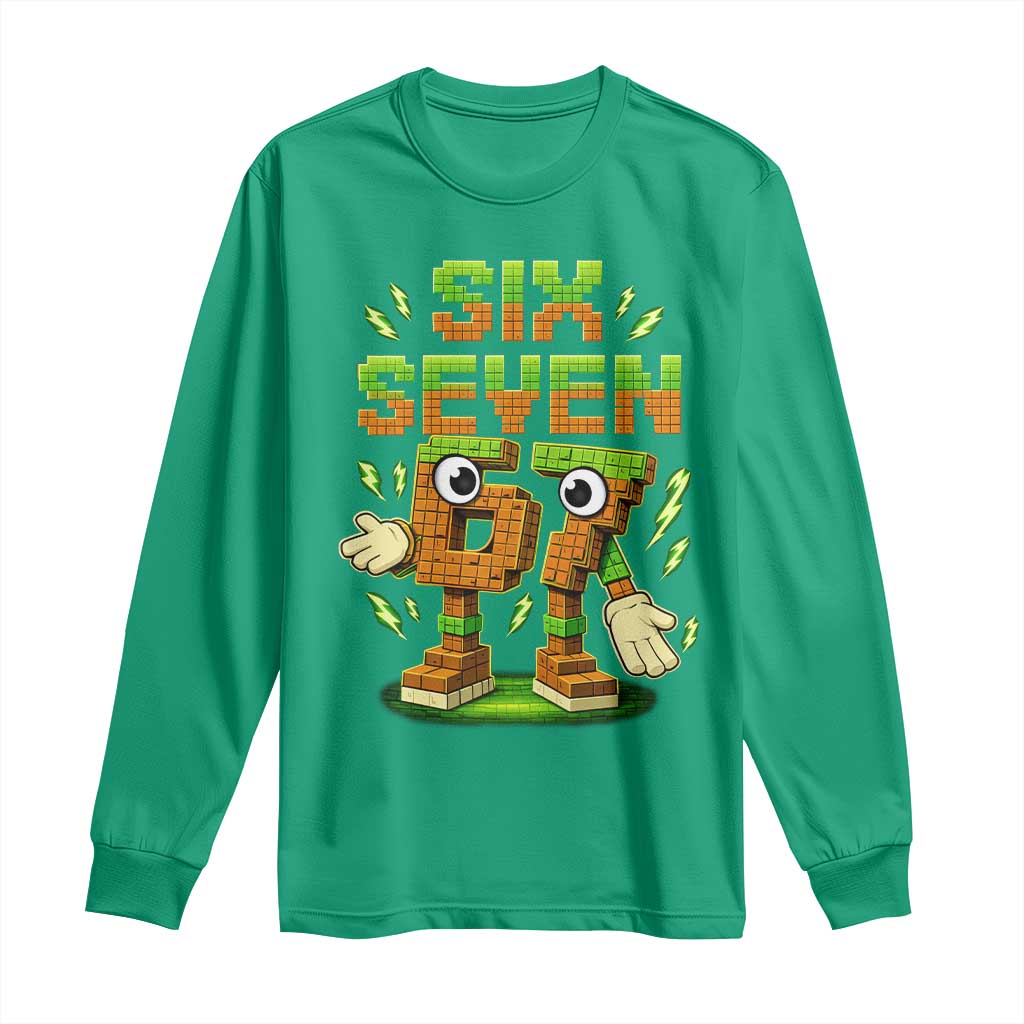 Six Seven Brainrot Italian Funny 67 Kids Gaming Meme Long Sleeve Shirt