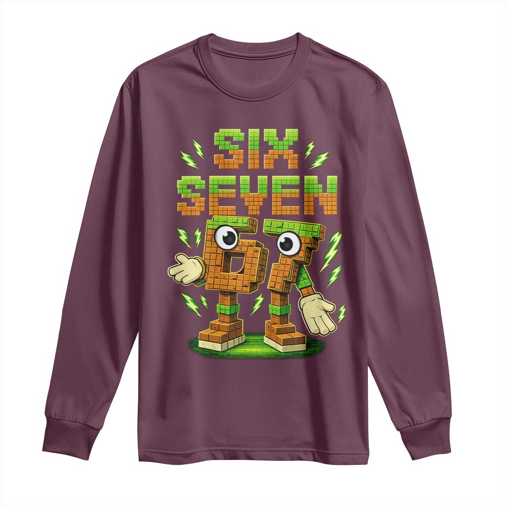 Six Seven Brainrot Italian Funny 67 Kids Gaming Meme Long Sleeve Shirt