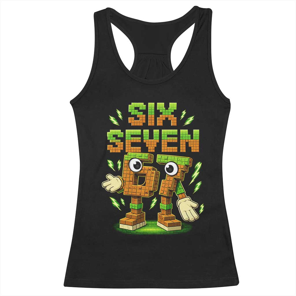Six Seven Brainrot Italian Funny 67 Kids Gaming Meme Racerback Tank Top