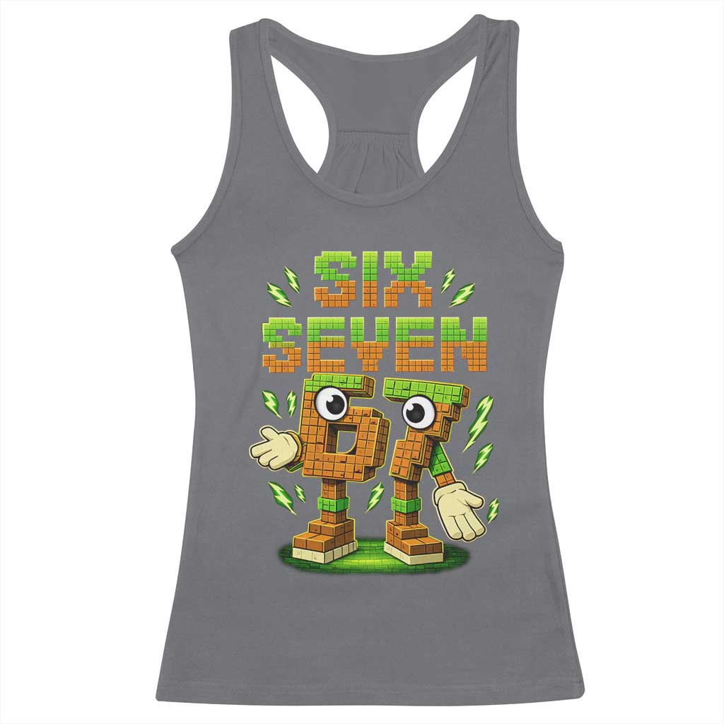 Six Seven Brainrot Italian Funny 67 Kids Gaming Meme Racerback Tank Top
