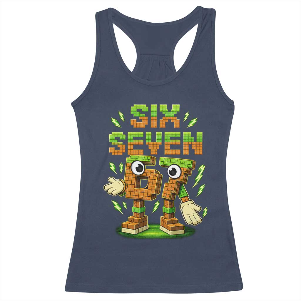 Six Seven Brainrot Italian Funny 67 Kids Gaming Meme Racerback Tank Top