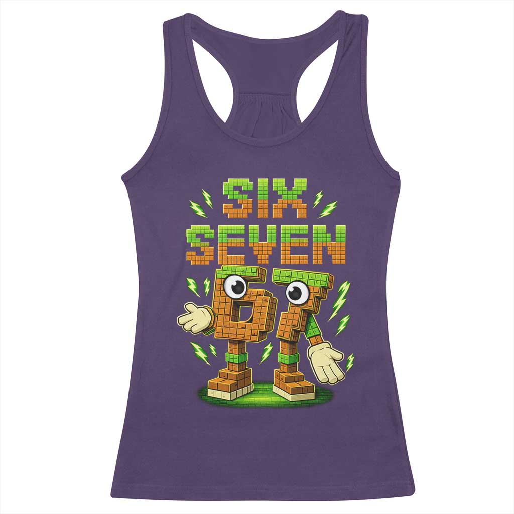 Six Seven Brainrot Italian Funny 67 Kids Gaming Meme Racerback Tank Top
