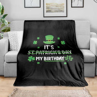 Funny Birthday St Patricks Day Throw Blanket Funny Shamrock Born Lucky Irish Bday