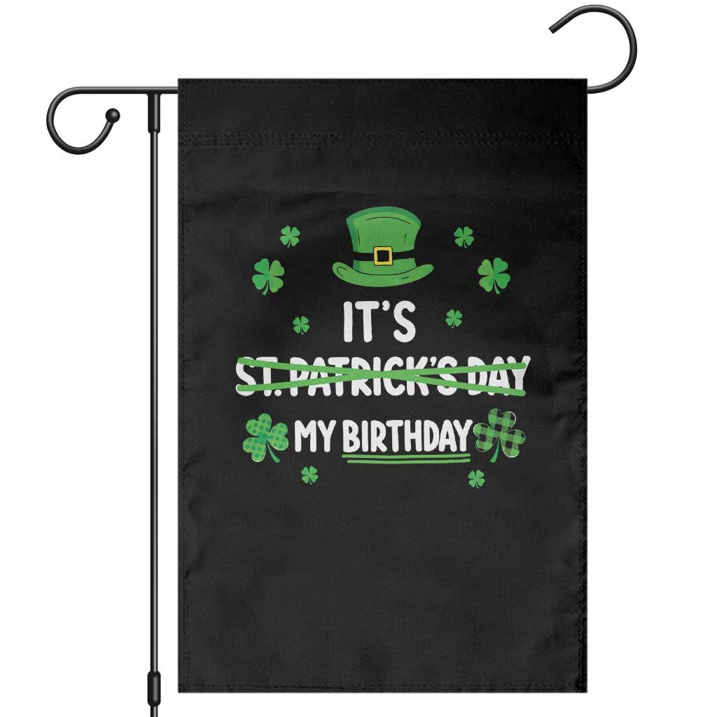 Funny Birthday St Patricks Day Garden Flag Funny Shamrock Born Lucky Irish Bday