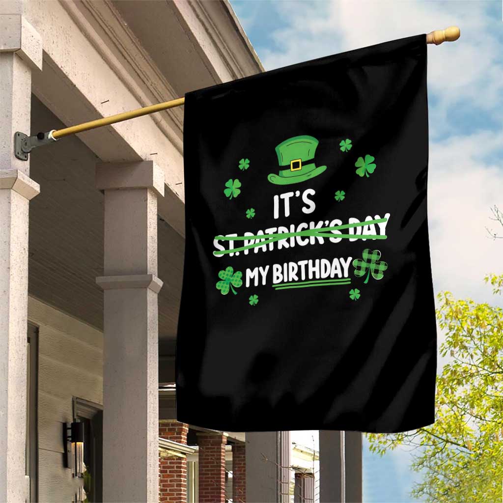 Funny Birthday St Patricks Day Garden Flag Funny Shamrock Born Lucky Irish Bday