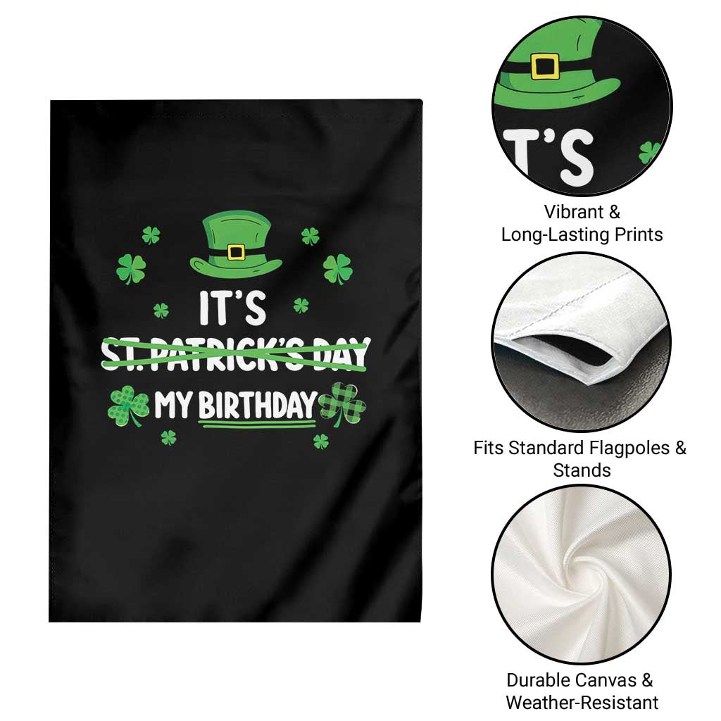 Funny Birthday St Patricks Day Garden Flag Funny Shamrock Born Lucky Irish Bday