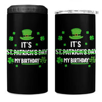 Funny Birthday St Patricks Day 4 in 1 Can Cooler Tumbler Funny Shamrock Born Lucky Irish Bday
