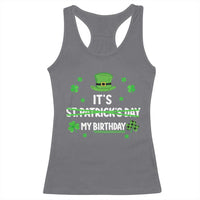 Funny Birthday St Patricks Day Racerback Tank Top Funny Shamrock Born Lucky Irish Bday