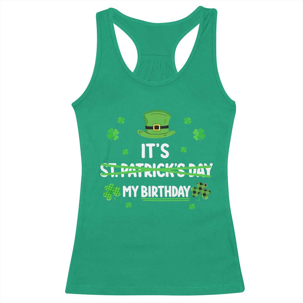 Funny Birthday St Patricks Day Racerback Tank Top Funny Shamrock Born Lucky Irish Bday