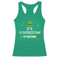 Funny Birthday St Patricks Day Racerback Tank Top Funny Shamrock Born Lucky Irish Bday