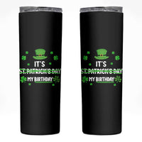 Funny Birthday St Patricks Day Skinny Tumbler Funny Shamrock Born Lucky Irish Bday