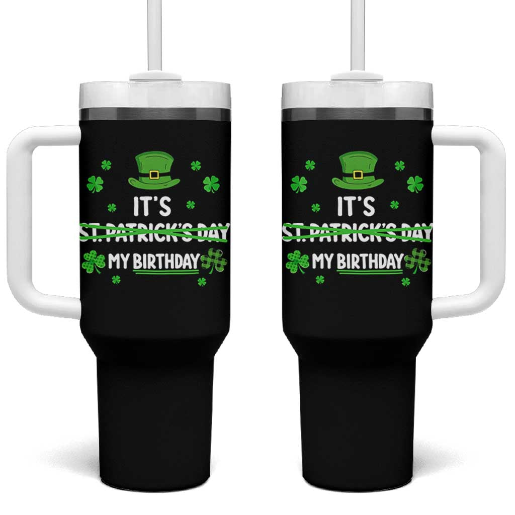 Funny Birthday St Patricks Day Tumbler With Handle Funny Shamrock Born Lucky Irish Bday