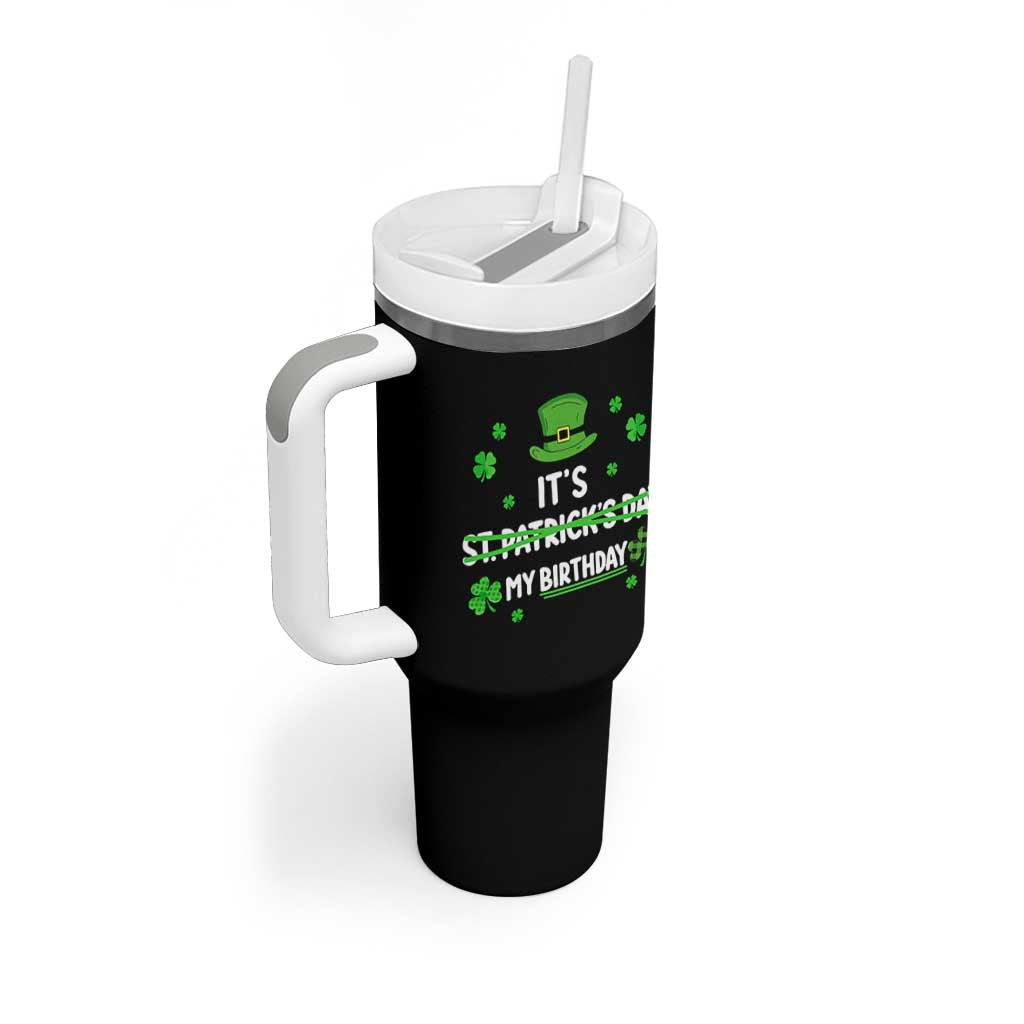 Funny Birthday St Patricks Day Tumbler With Handle Funny Shamrock Born Lucky Irish Bday