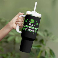 Funny Birthday St Patricks Day Tumbler With Handle Funny Shamrock Born Lucky Irish Bday