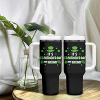 Funny Birthday St Patricks Day Tumbler With Handle Funny Shamrock Born Lucky Irish Bday