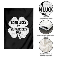 Born Lucky On St Patricks Day Garden Flag Irish Birthday Bday Shamrock Clovers
