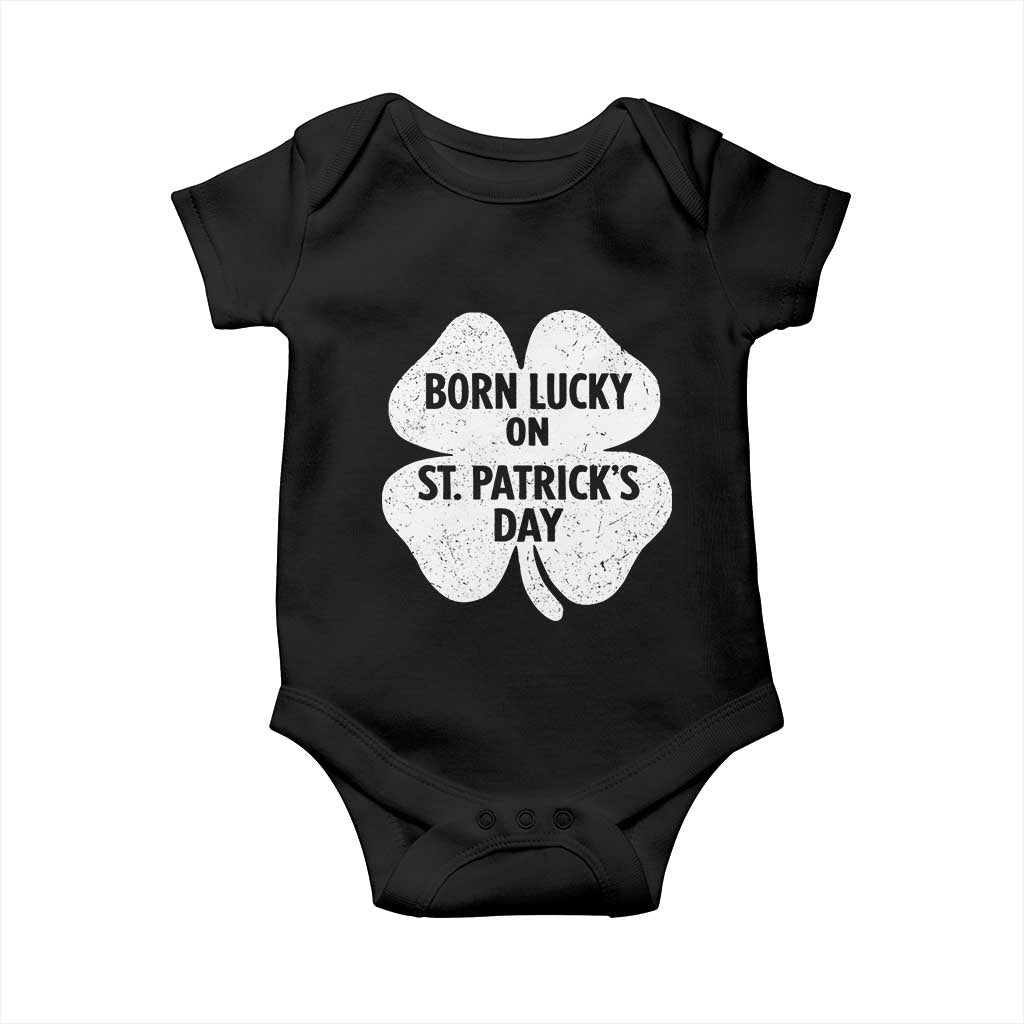 Born Lucky On St Patricks Day Baby Onesie Irish Birthday Bday Shamrock Clovers