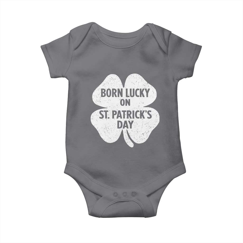 Born Lucky On St Patricks Day Baby Onesie Irish Birthday Bday Shamrock Clovers